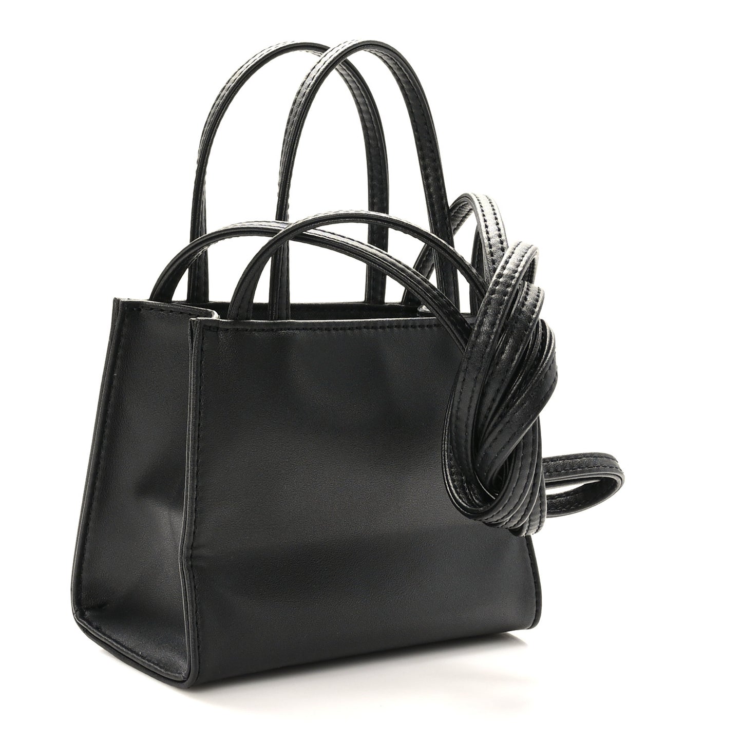 Vegan Leather Small Shopping Bag Black