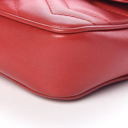 Gucci Calfskin Matelasse Super Mini GG Marmont Shoulder Bag Hibiscus Red 10 of 11