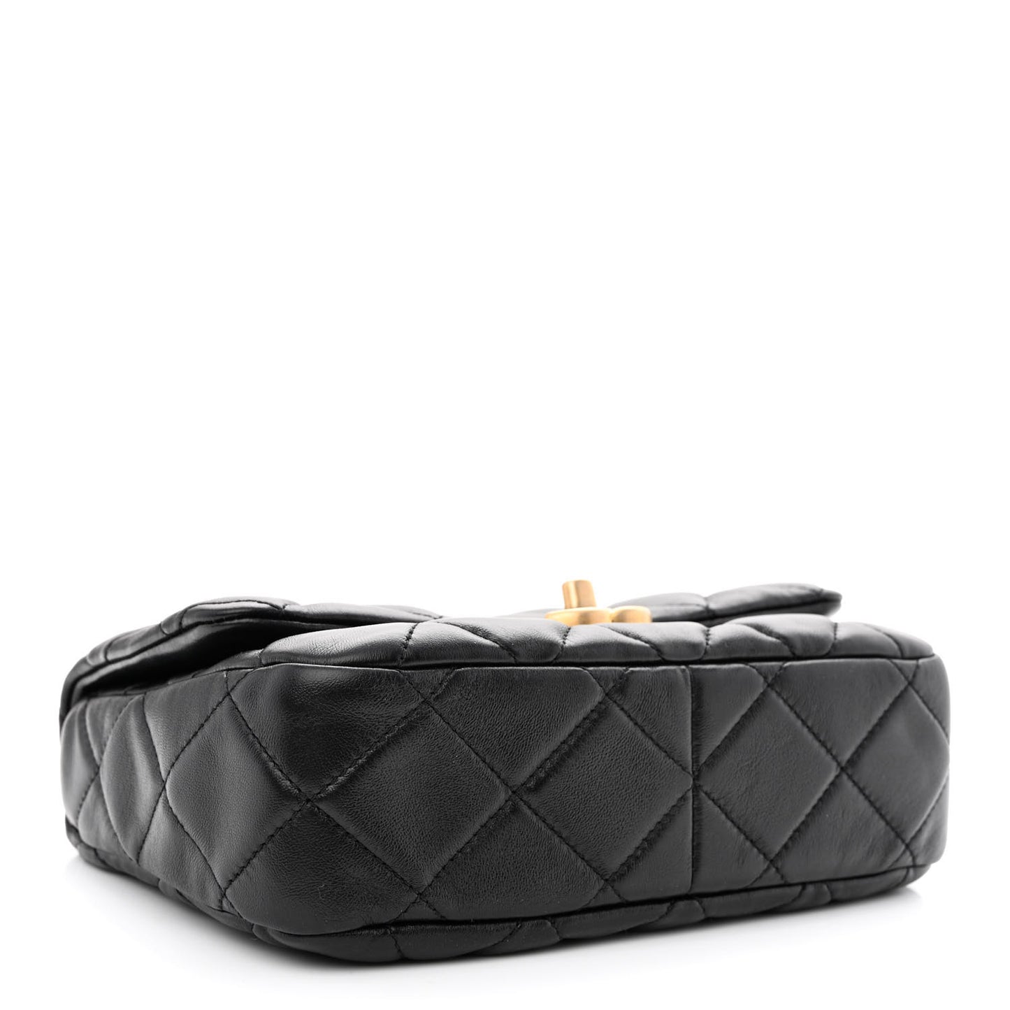 Lambskin Quilted Small Lacquered Chain Flap Black