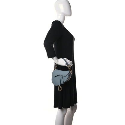 Christian Dior Grained Calfskin Mini Saddle Bag Sky Blue 2 of 13