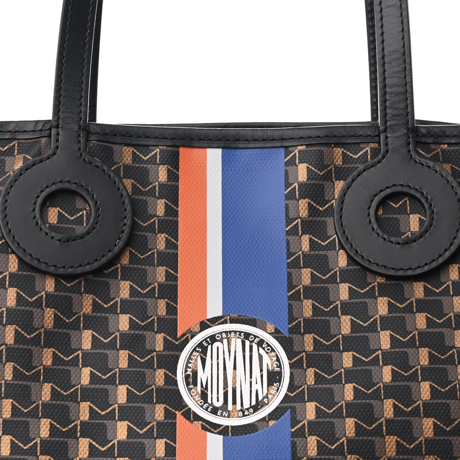Moynat Grained Calfskin Canvas 1920 Oh! Tote Ruban MM Carbon Bronze 8 of 10
