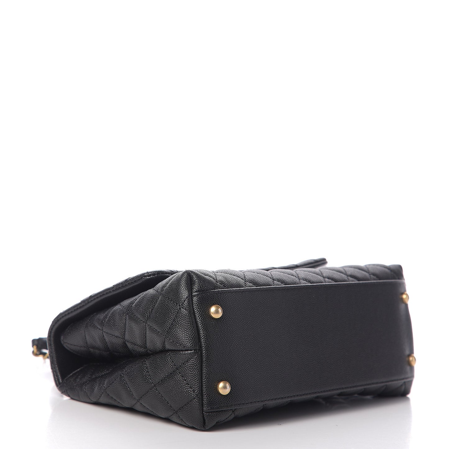 Caviar Quilted Small Coco Handle Flap Black