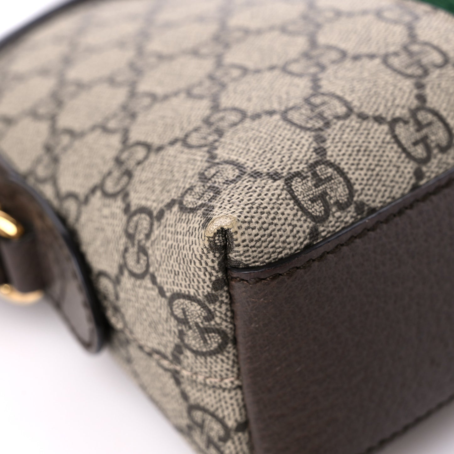 GG Supreme Monogram Textured Dollar Calfskin Web Small Ophidia Dome Shoulder Bag Beige Ebony New Acero