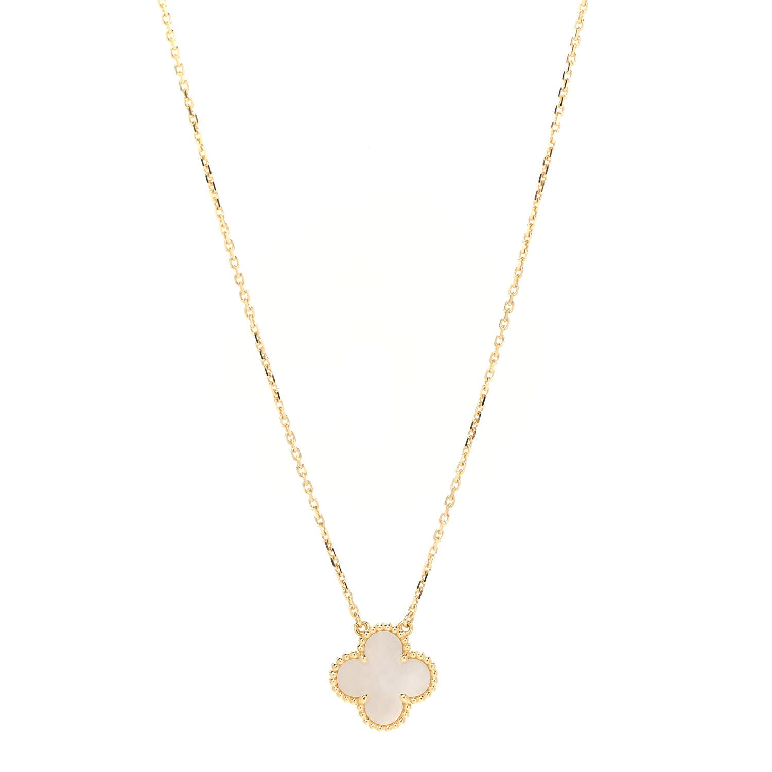 Van Cleef & Arpels 18K Yellow Gold Mother of Pearl Vintage Alhambra Pendant Necklace 1 of 6