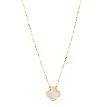 Van Cleef & Arpels 18K Yellow Gold Mother of Pearl Vintage Alhambra Pendant Necklace 1 of 6