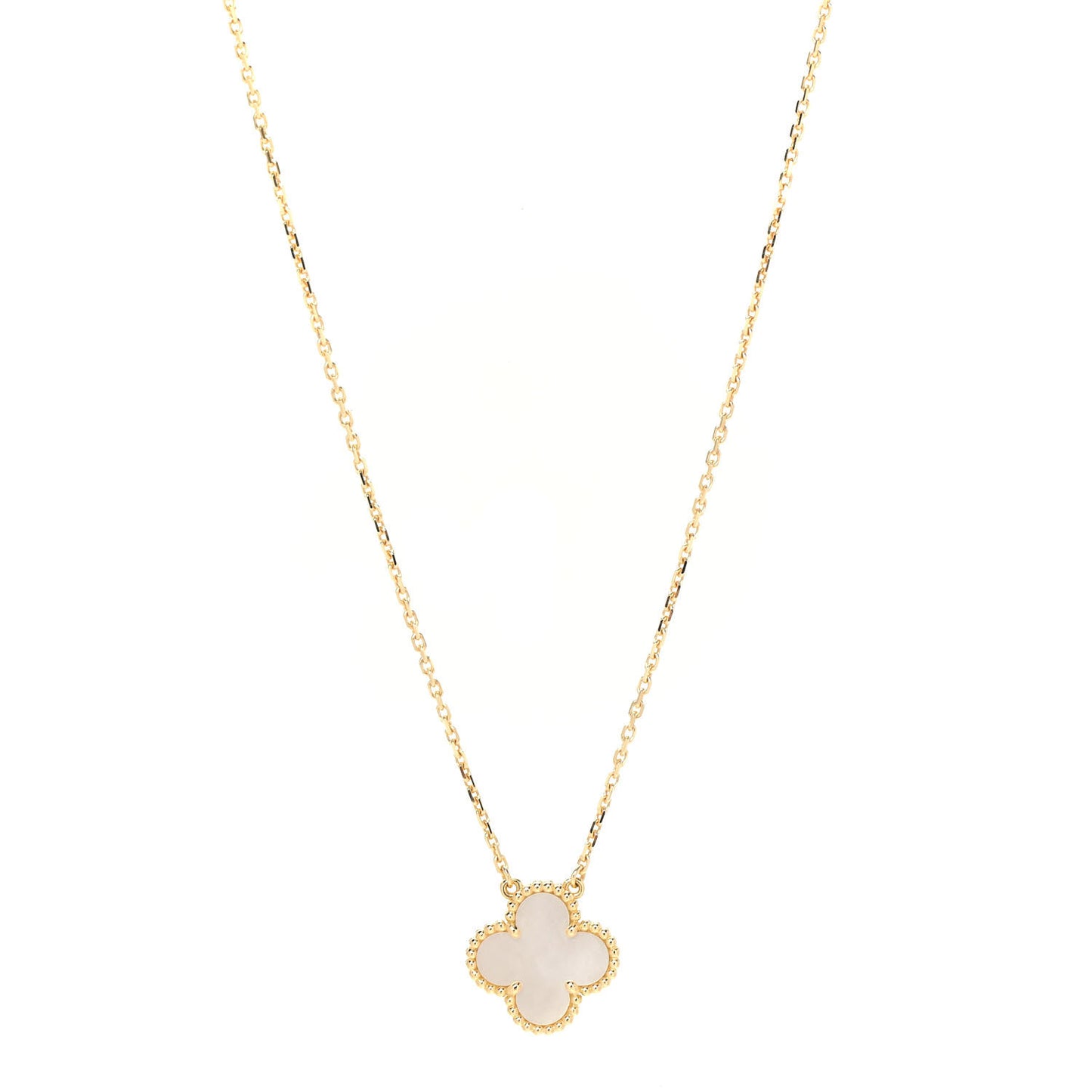 18K Yellow Gold Mother of Pearl Vintage Alhambra Pendant Necklace