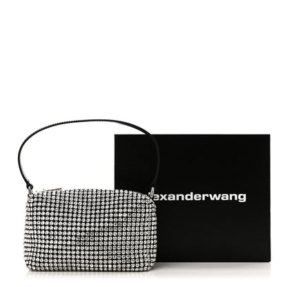 Alexander Wang Mesh Crystal Rhinestone Mini Heiress Pouch Black Silver 11 of 11