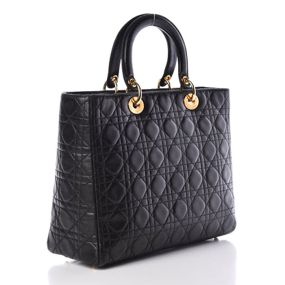 Christian Dior Lambskin Cannage Large Lady Dior Black 3 of 20