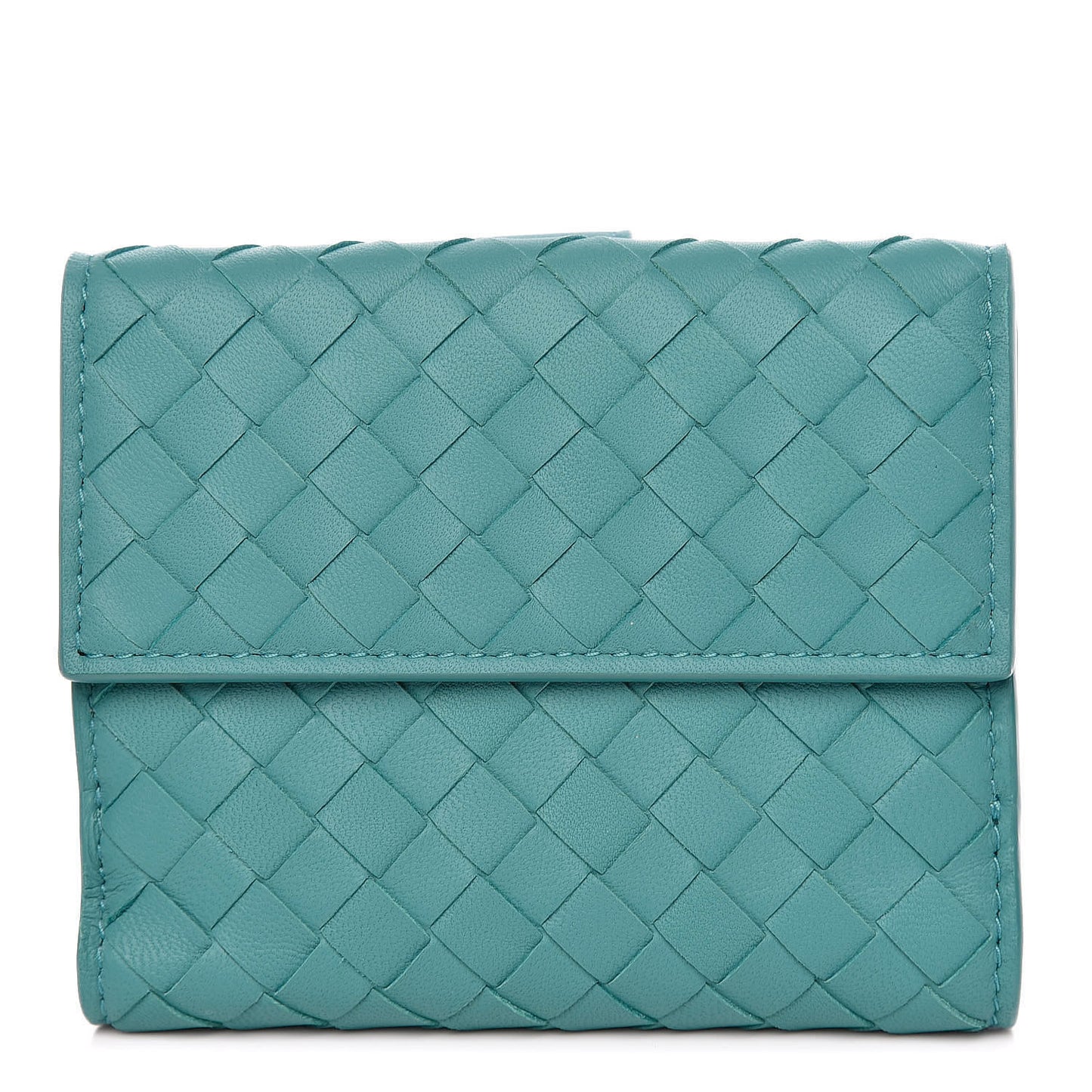 Nappa Intrecciato French Flap Wallet Lagoon