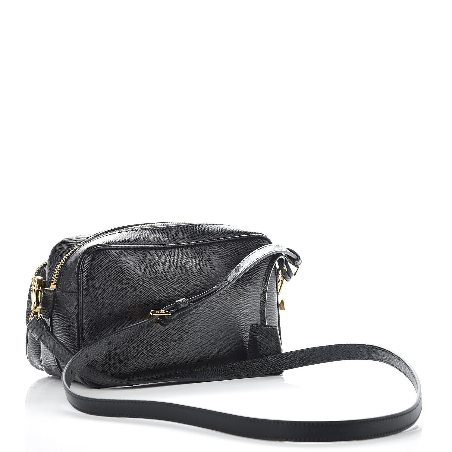 Prada Saffiano Lux Camera Case Crossbody Bag Black 3 of 10