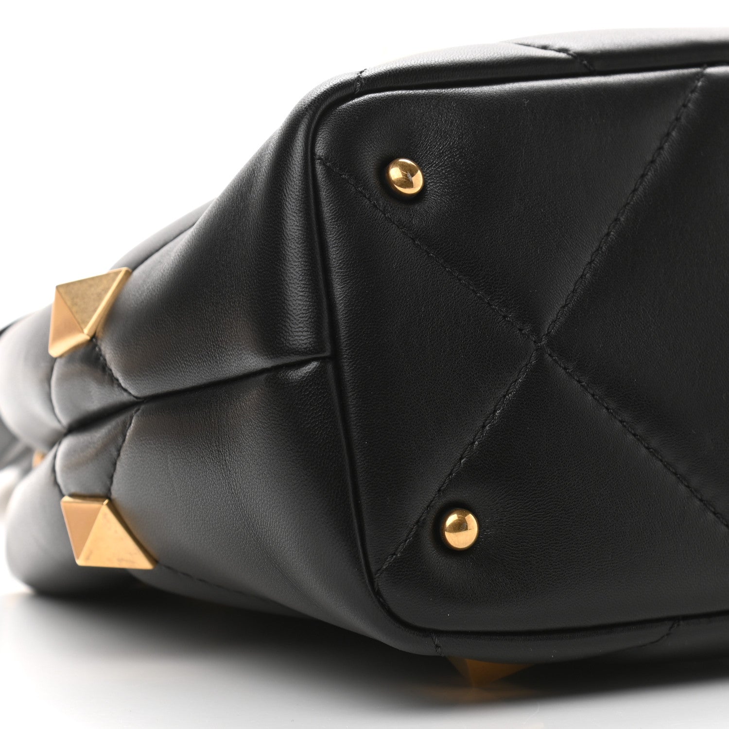 Valentino Garavani Nappa Small Roman Stud The Handle Bag Black 8 of 9