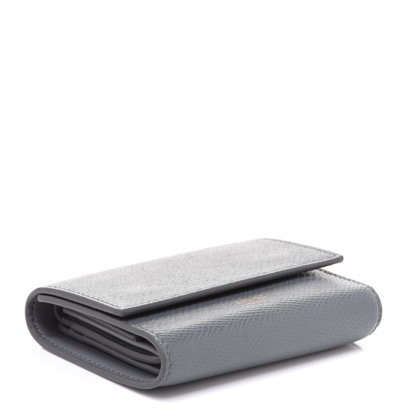 Grained Calfskin Small Tri-Fold Wallet Grey
