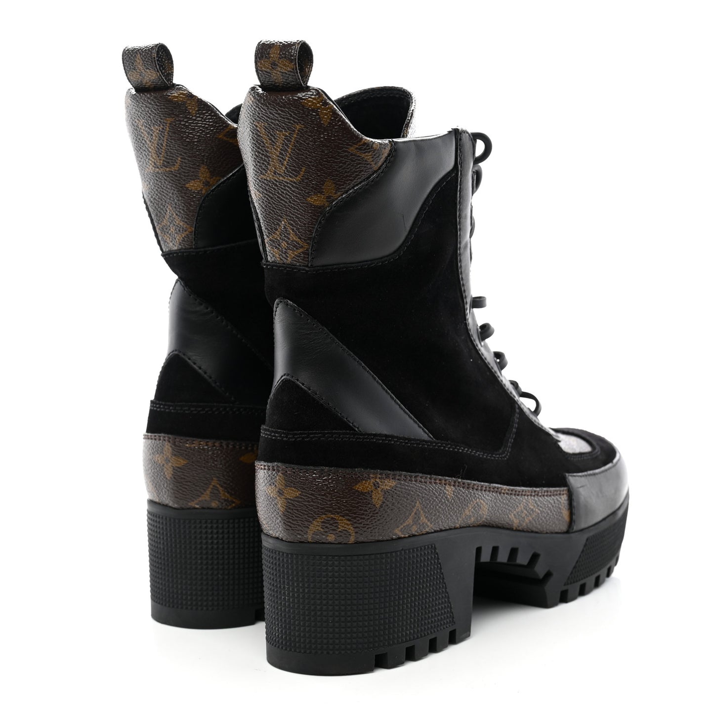 Suede Calfskin Monogram Laureate Platform Desert Boots 41 Black
