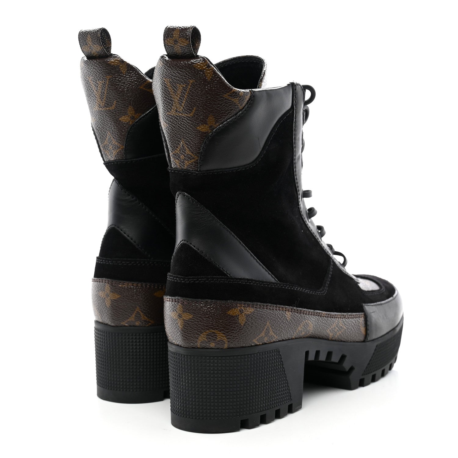 Louis Vuitton Suede Calfskin Monogram Laureate Platform Desert Boots 41 Black 4 of 10