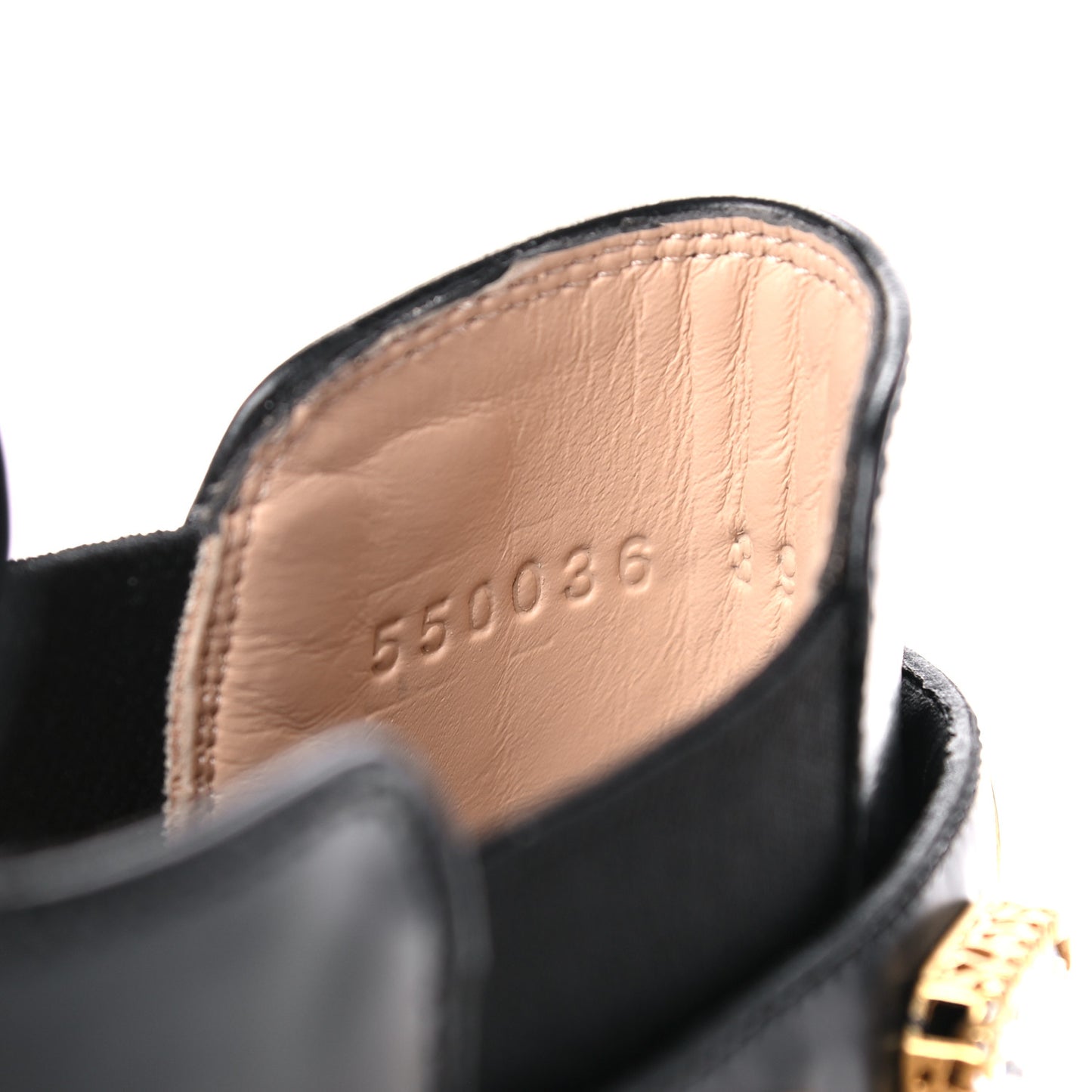 Calfskin Crystal GG Trip Chelsea Ankle Boots 39 Black