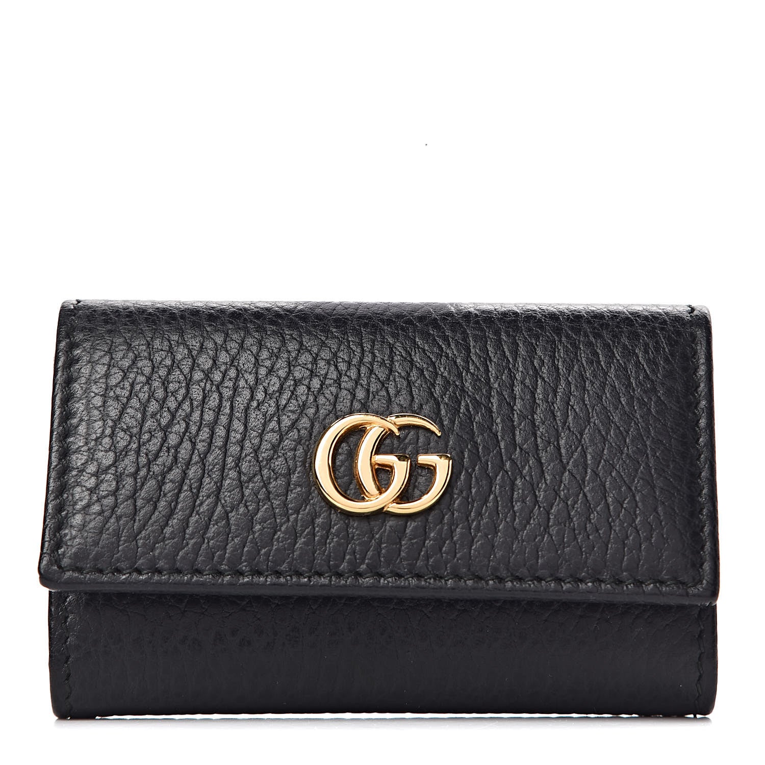 Gucci Pebbled Calfskin GG Marmont 6 Key Holder Black 1 of 8