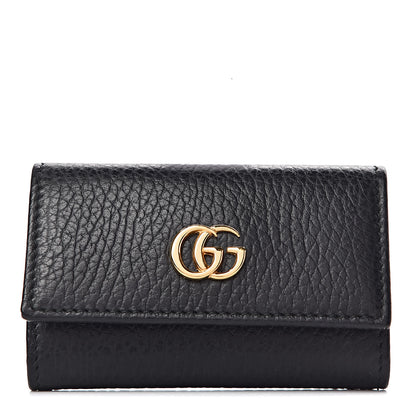 Gucci Pebbled Calfskin GG Marmont 6 Key Holder Black 1 of 8
