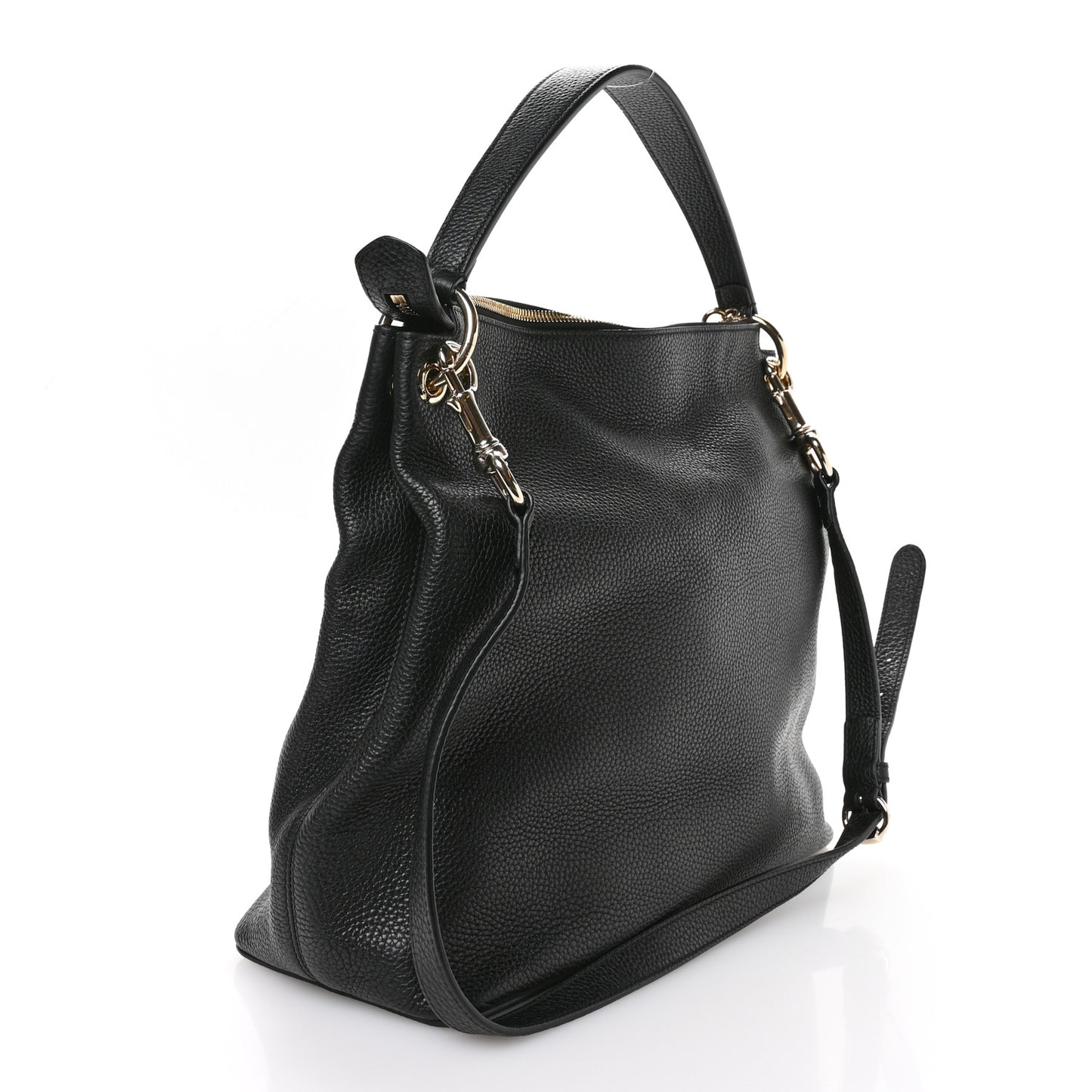 Pebbled Calfskin Large Soho Hobo Black
