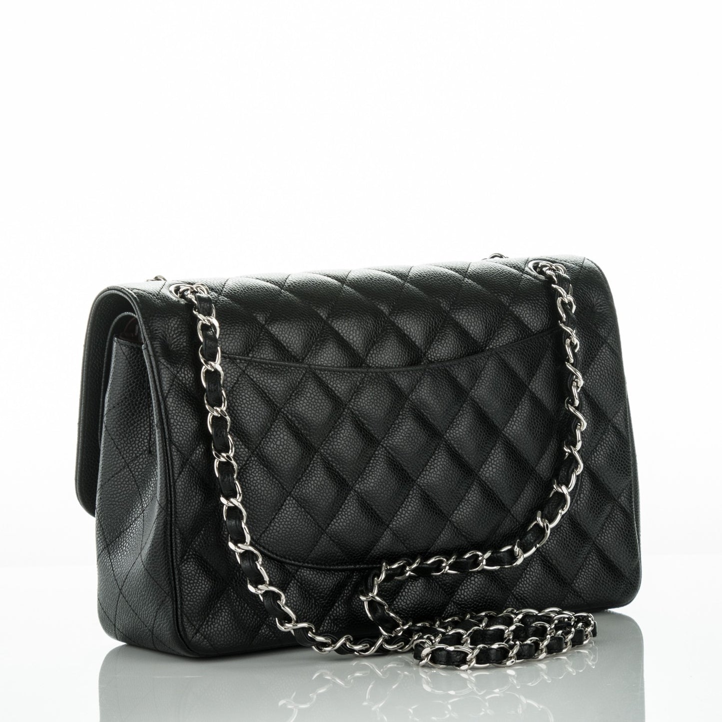 Caviar Quilted Jumbo Double Flap Black