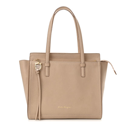 Salvatore Ferragamo Calfskin Double Handle Medium Amy New Bisque 1 of 14