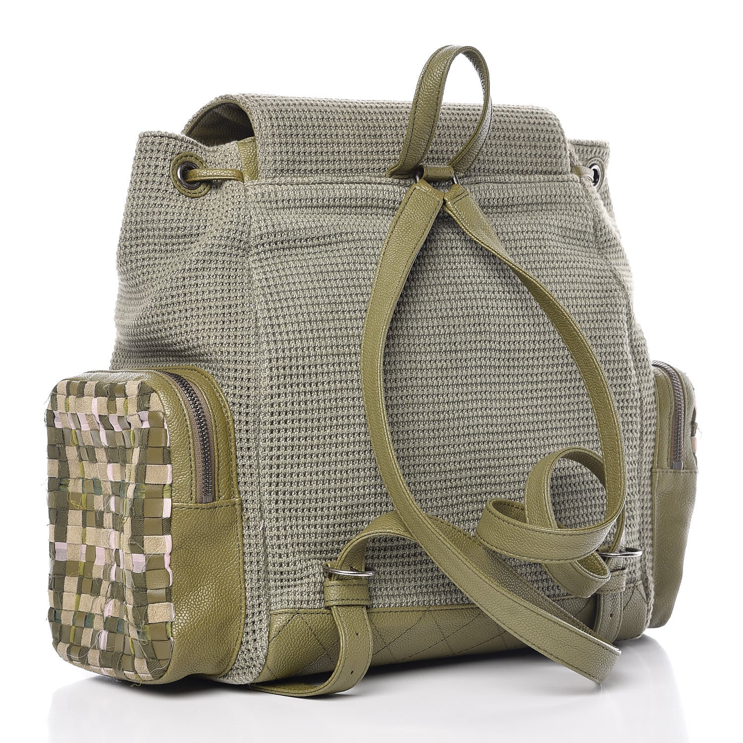 Chanel Tweed Canvas Cuba Pocket Backpack Khaki 3 of 12