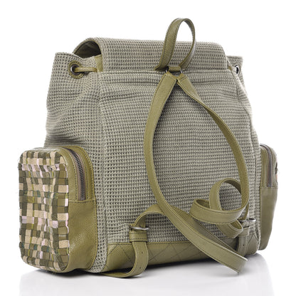 Chanel Tweed Canvas Cuba Pocket Backpack Khaki 3 of 12