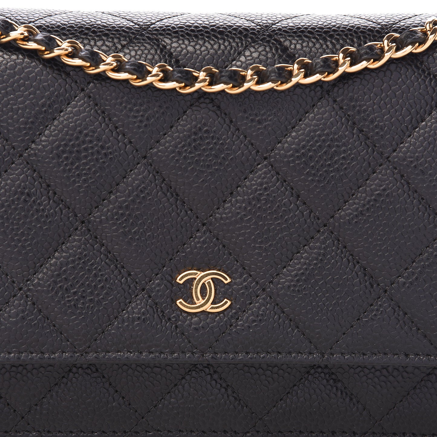 Caviar Quilted Wallet On Chain WOC Black