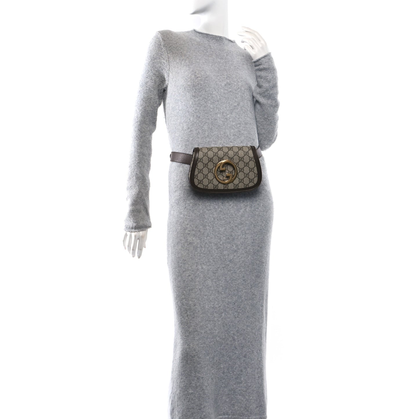 GG Supreme Monogram Textured Dollar Calfskin Blondie Belt Bag 90 36 Beige Ebony New Acero