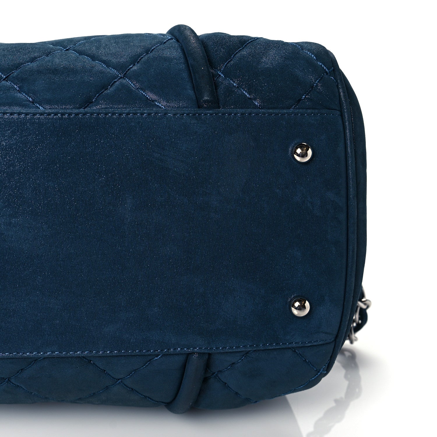Chanel Iridescent Calfskin Quilted Relax CC Bowler Blue 7 of 12