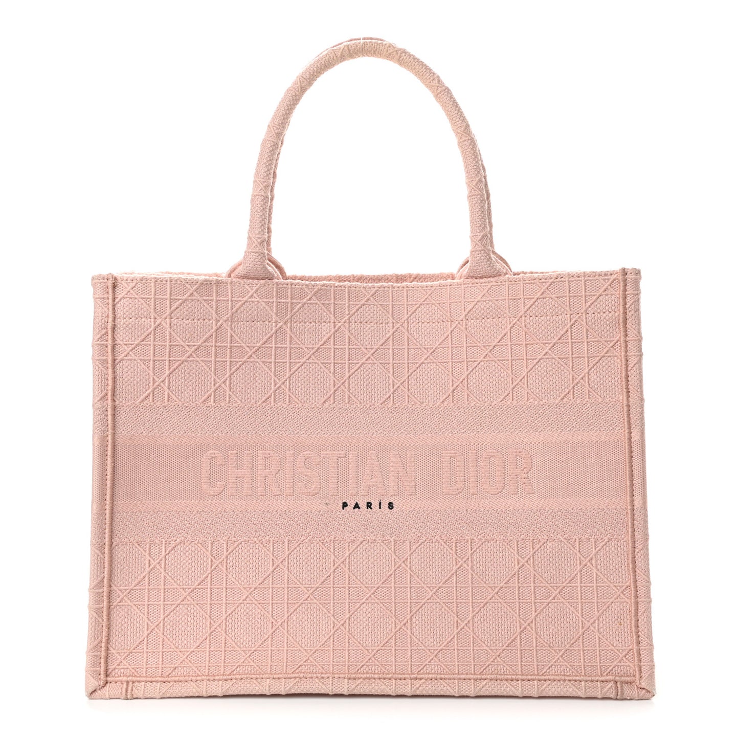 Canvas Embroidered Cannage Medium Book Tote Bois De Rose