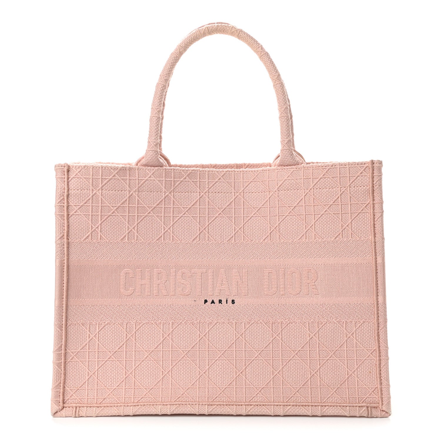 Christian Dior Canvas Embroidered Cannage Medium Book Tote Bois De Rose 1 of 13