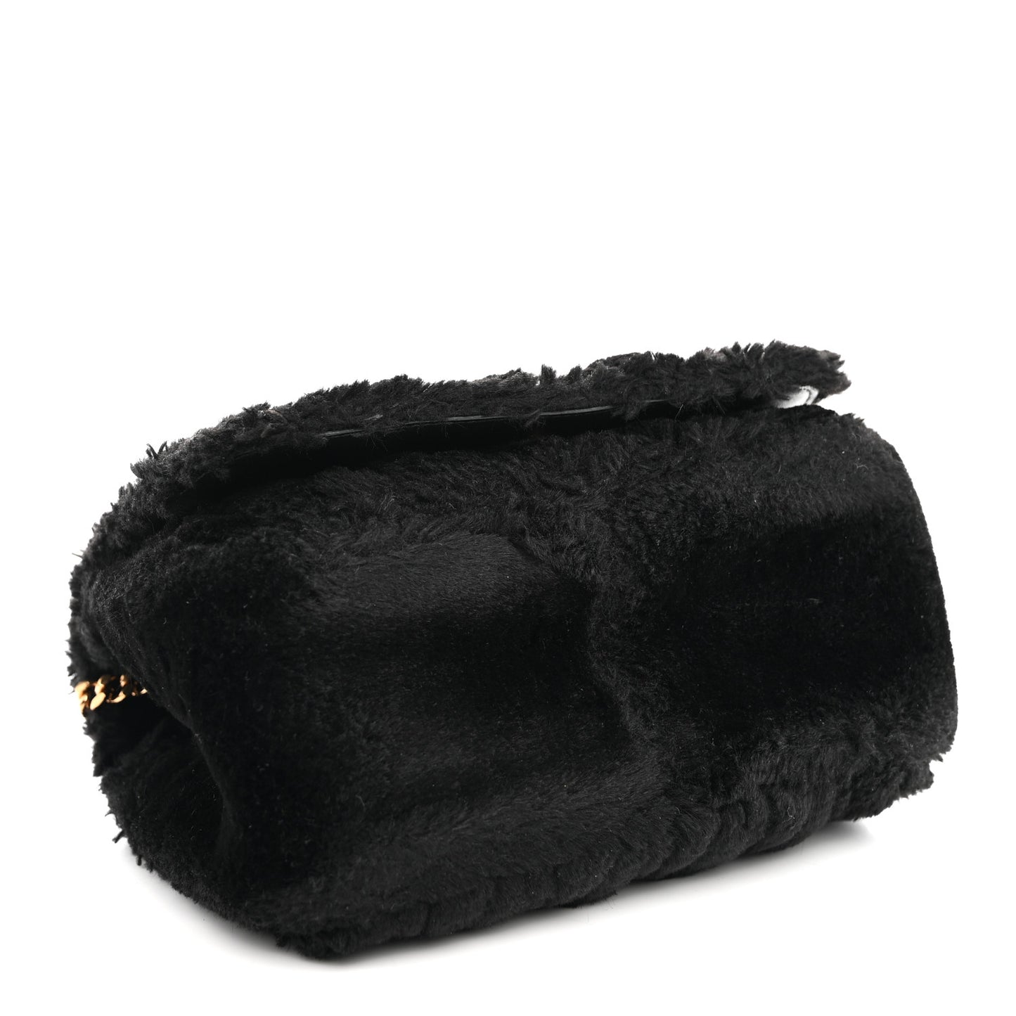 Faux Fur Quilted Virtus Shoulder Bag Black