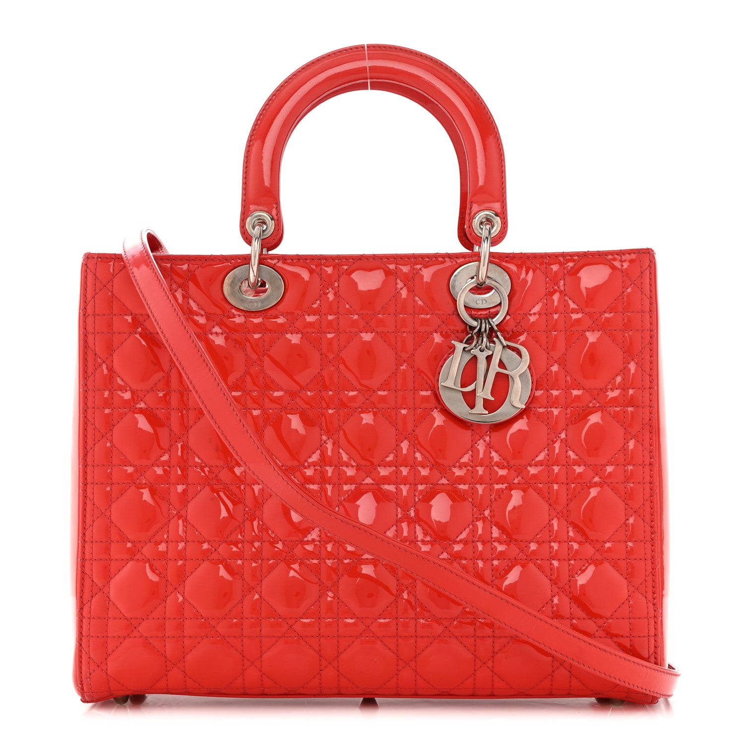 Christian Dior Patent Cannage Large Lady Dior Red 1 of 18