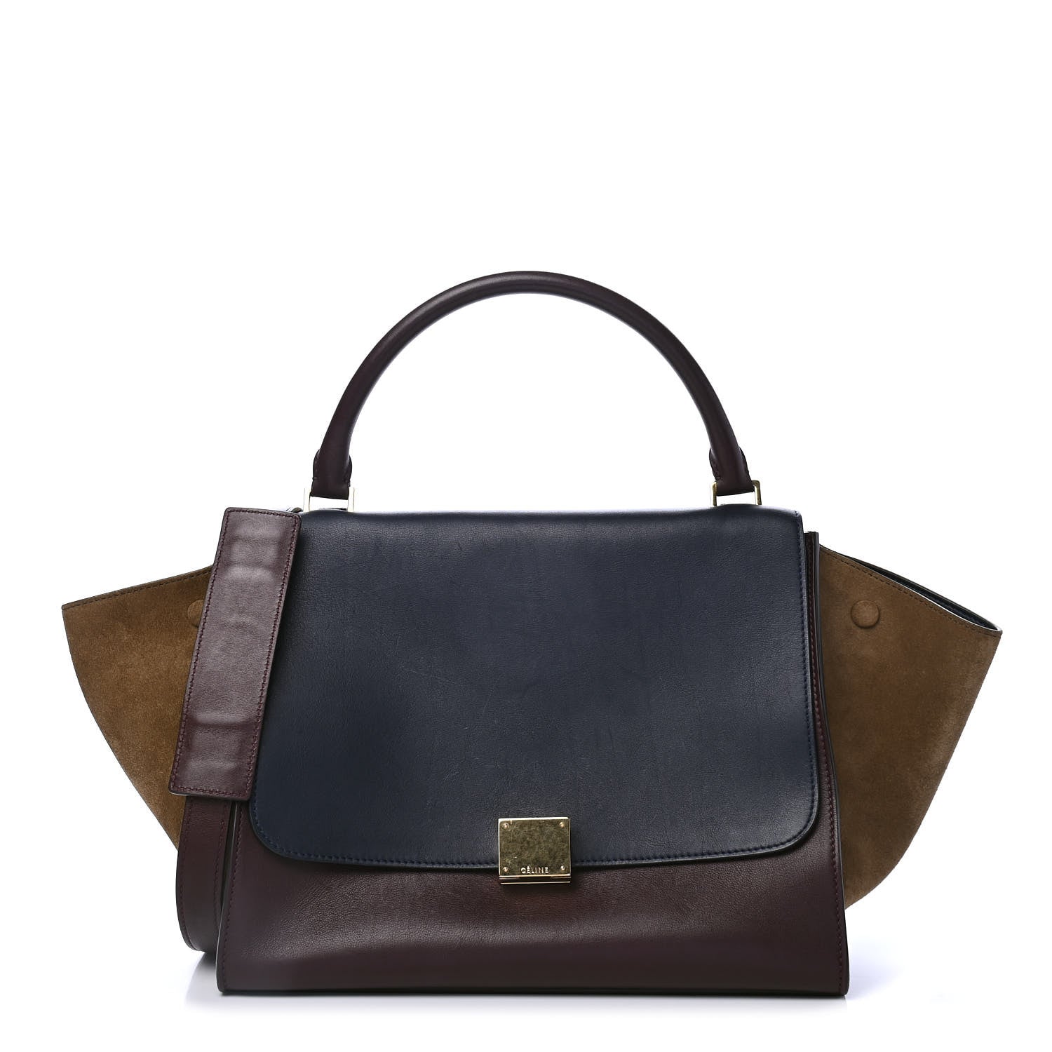 Celine Drummed Calfskin Suede Tri-Color Trapeze Burgundy 1 of 4