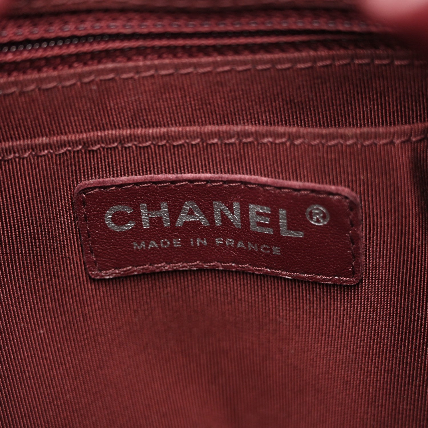 Chanel Deerskin Chevron Medium CC Chain Bucket Drawstring Bag Burgundy 6 of 12