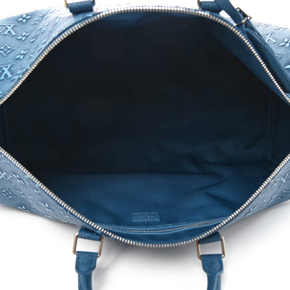 Louis Vuitton Cowhide Monogram Keepall Bandouliere 50 Denim Blue 4 of 7