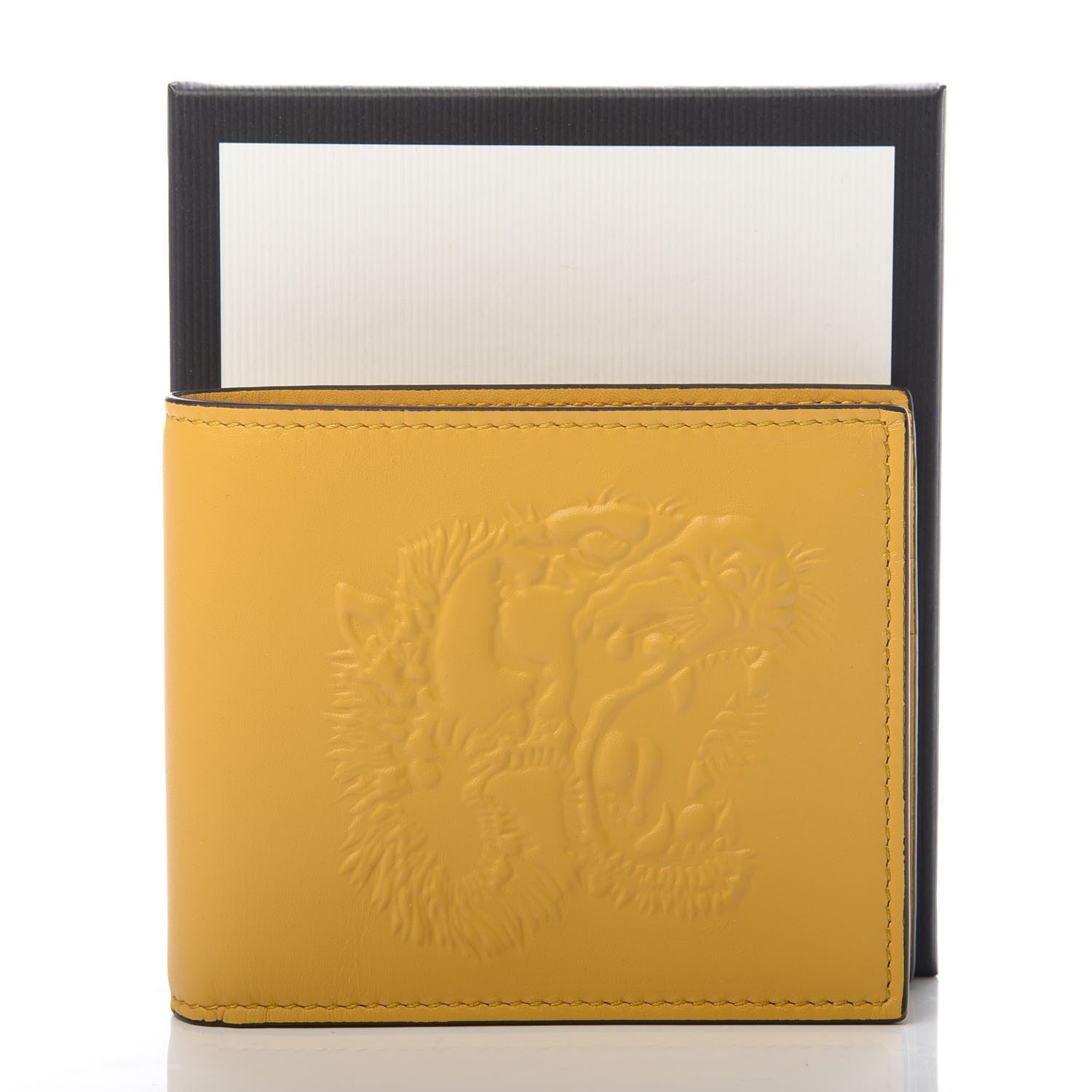Gucci Calfskin Embossed Tiger Bi-Fold Wallet Yellow 8 of 8