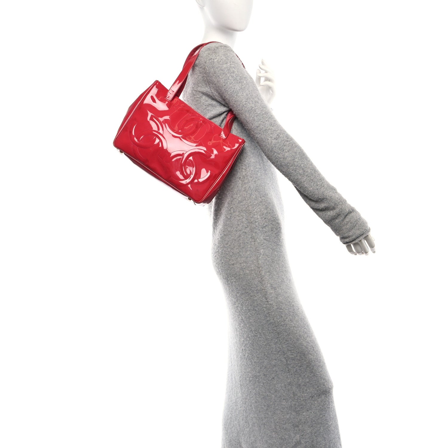 Chanel Patent CC Mini Tote Red 2 of 12