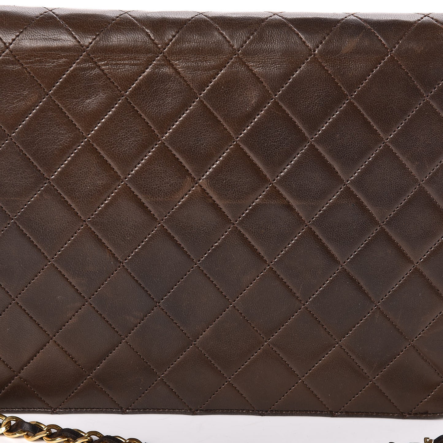 Lambskin Quilted Medium Single Flap Brown