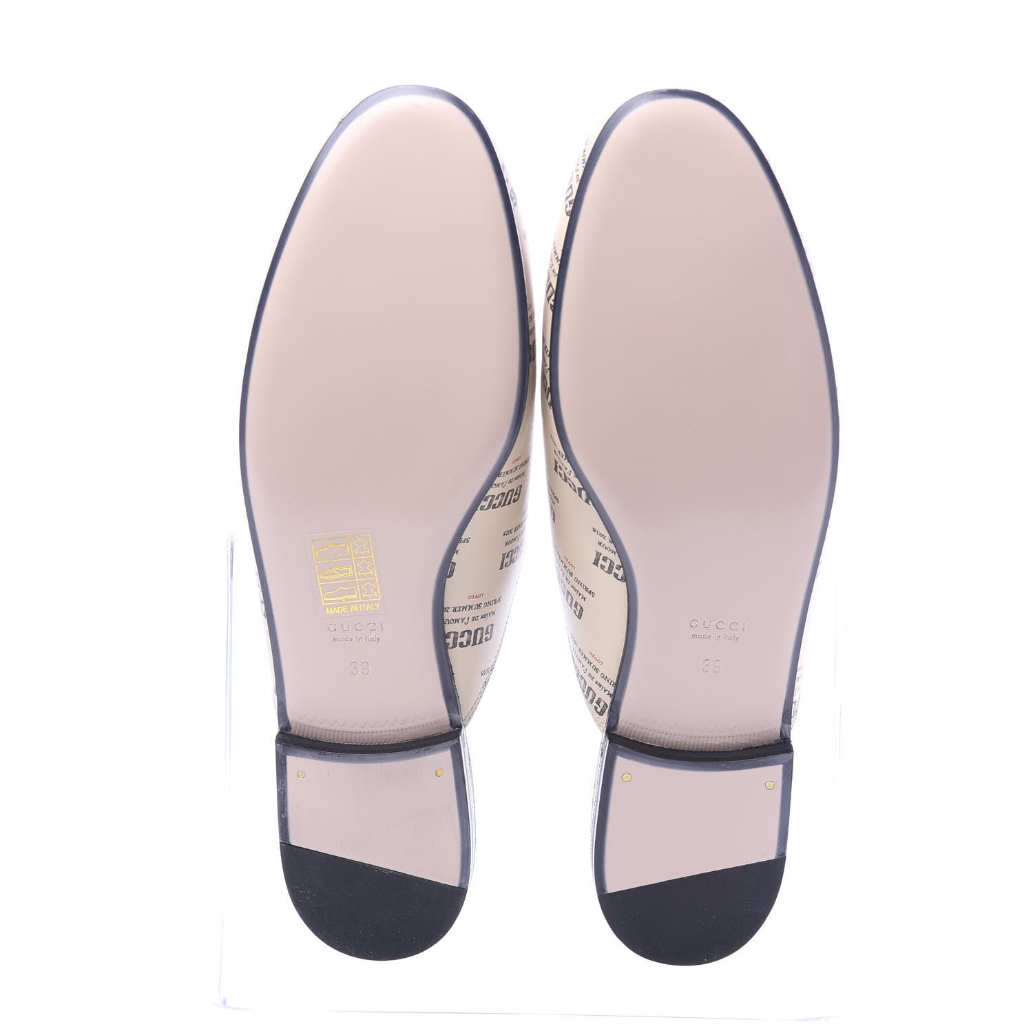 Gucci Calfskin Stamp Print Womens Princetown Slippers 39 Soy Black 5 of 9