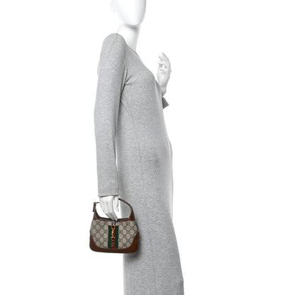 Gucci GG Supreme Monogram Azalea Calfskin Web Mini Jackie 1961 Hobo Beige Ebony Brown Sugar 2 of 12
