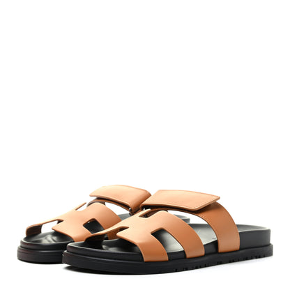 Hermes Calfskin Womens Chypre Sandals 37 Naturel 3 of 10