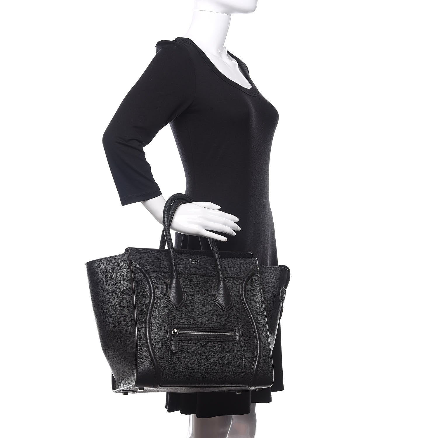 Celine Drummed Calfskin Mini Luggage Black 2 of 11