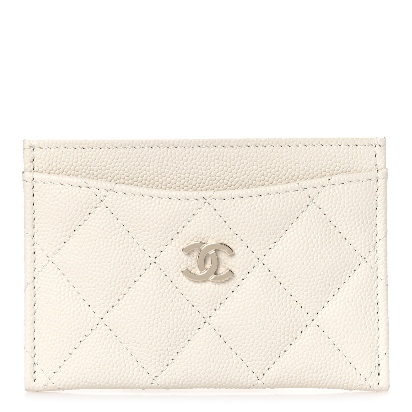 Caviar Quilted Card Holder White