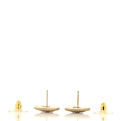 Chanel Metal Crystal CC Medallion Round Earrings Gold 3 of 4
