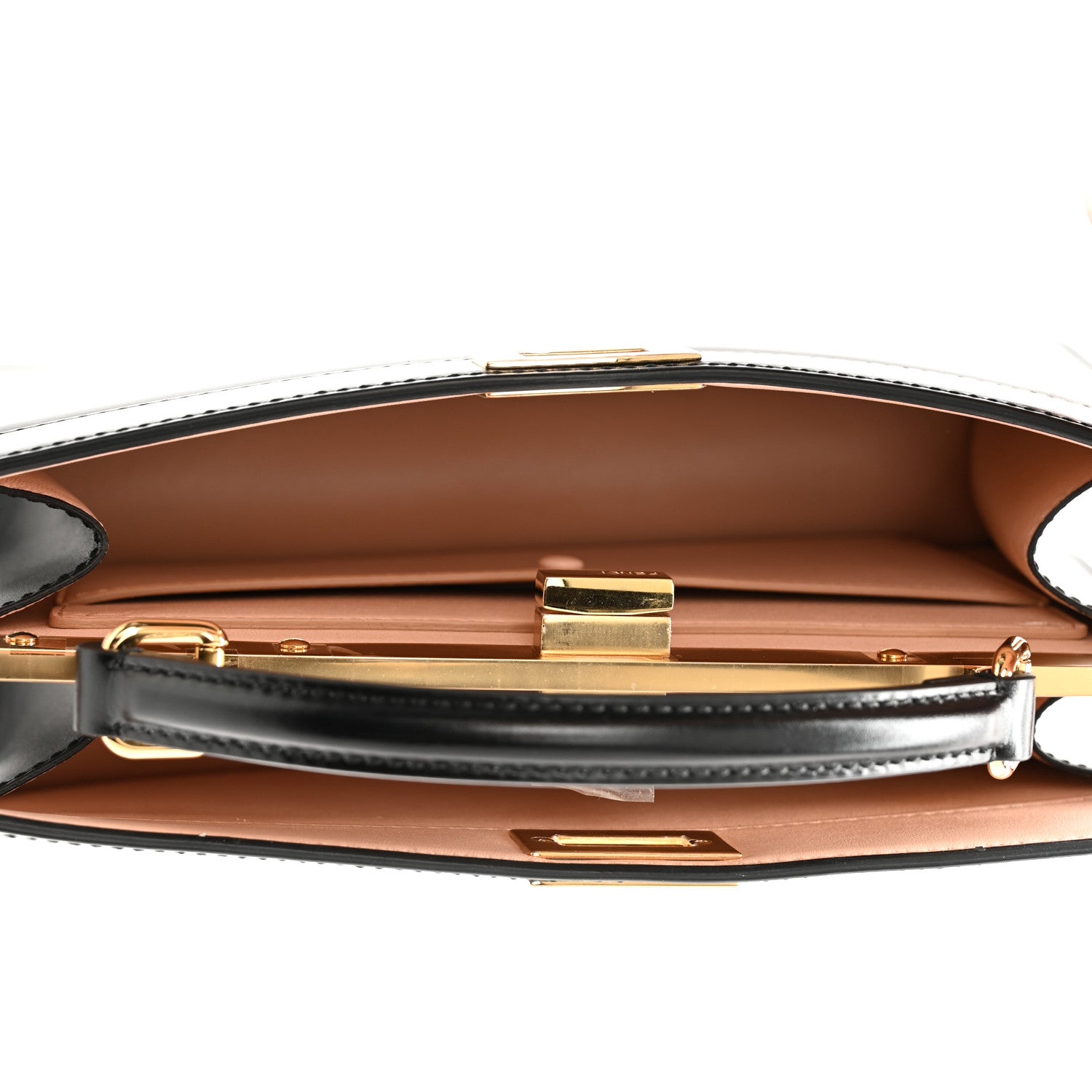 Fendi Vitello King Luxor Shiny Nappa Medium Peekaboo I SEE U East West Satchel Black Light Rose 5 of 10
