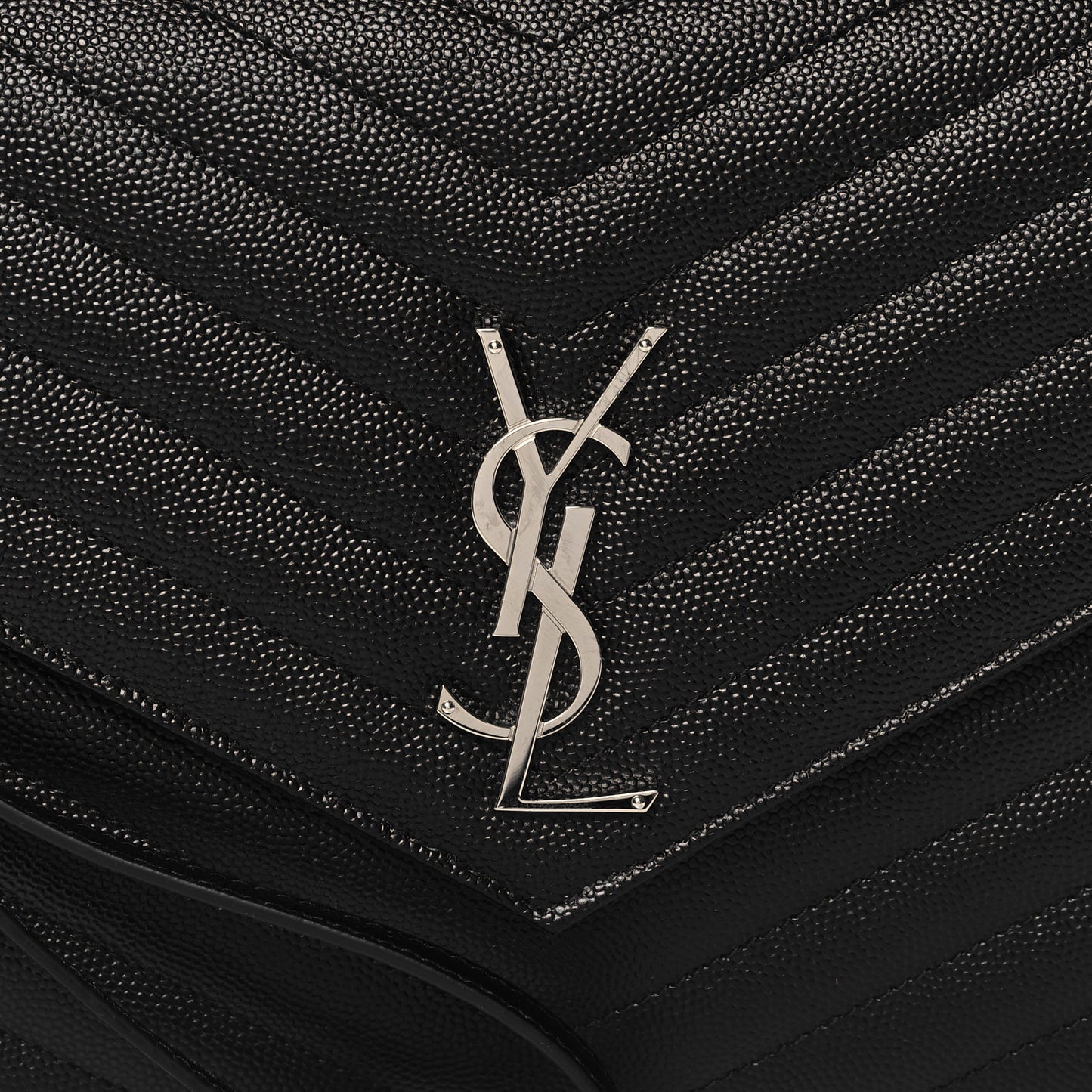 Grain De Poudre Matelasse Chevron Monogram Envelope Clutch Black