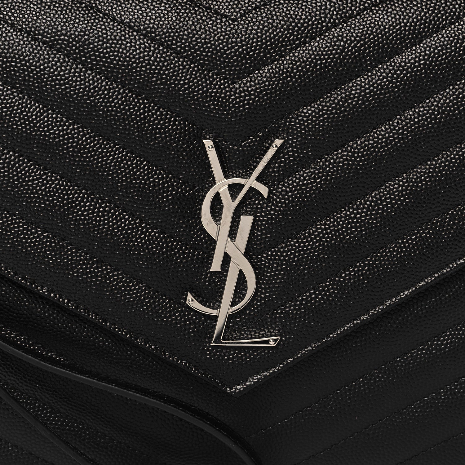 Saint Laurent Grain De Poudre Matelasse Chevron Monogram Envelope Clutch Black 8 of 10