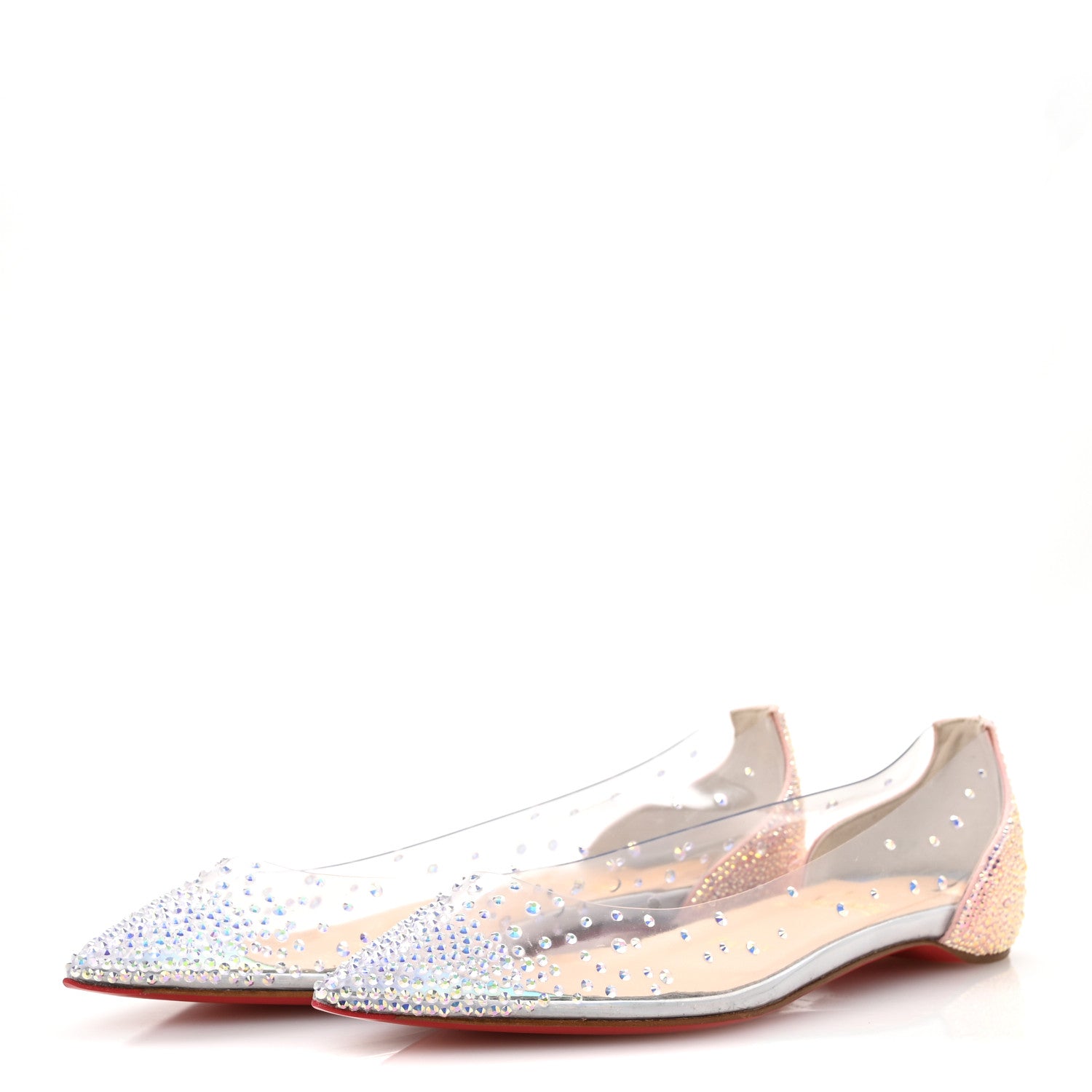 Christian Louboutin PVC Suede Degrastrass Flats 36.5 Pink Multicolor 4 of 10