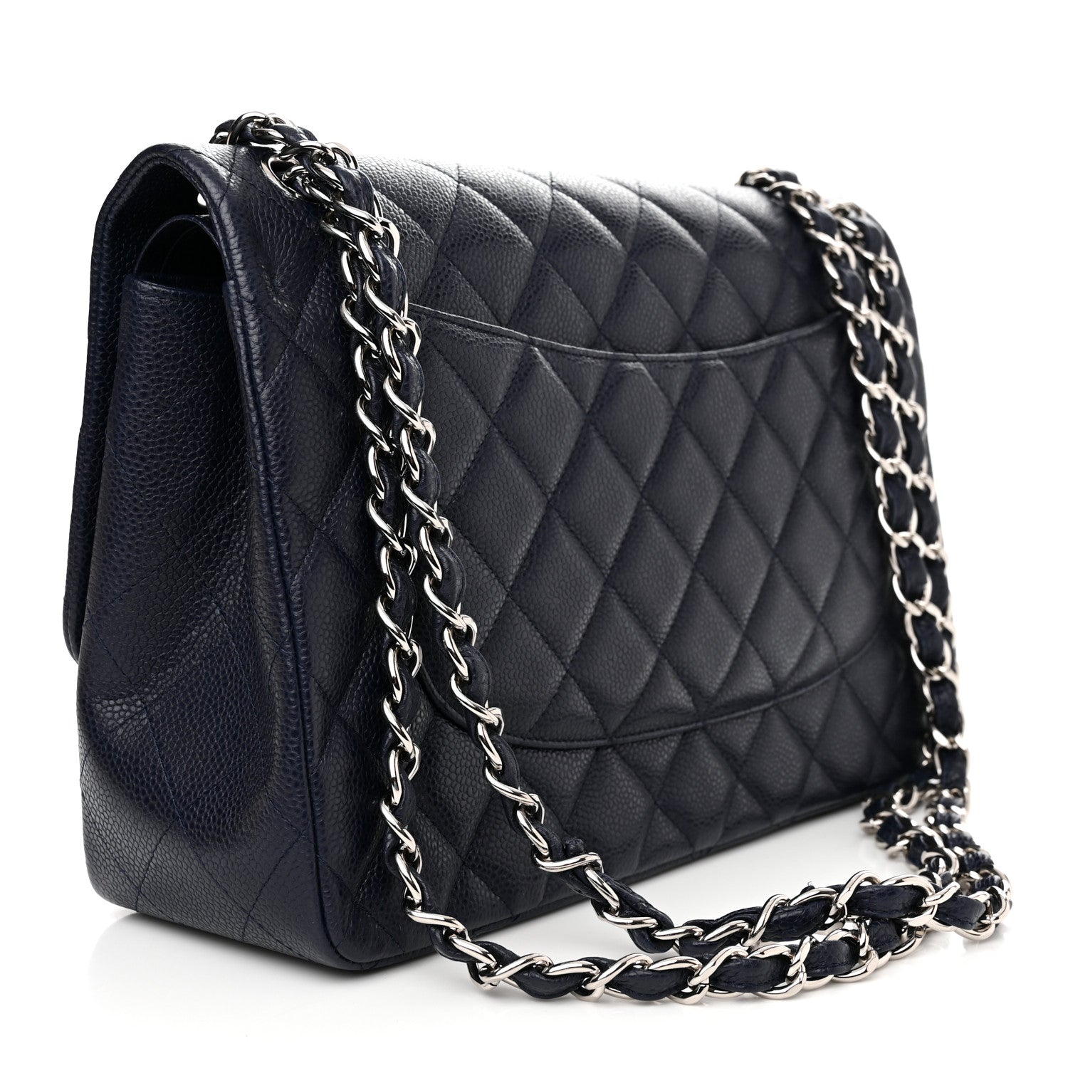 Chanel Caviar Quilted Jumbo Double Flap Navy Blue 3 of 12